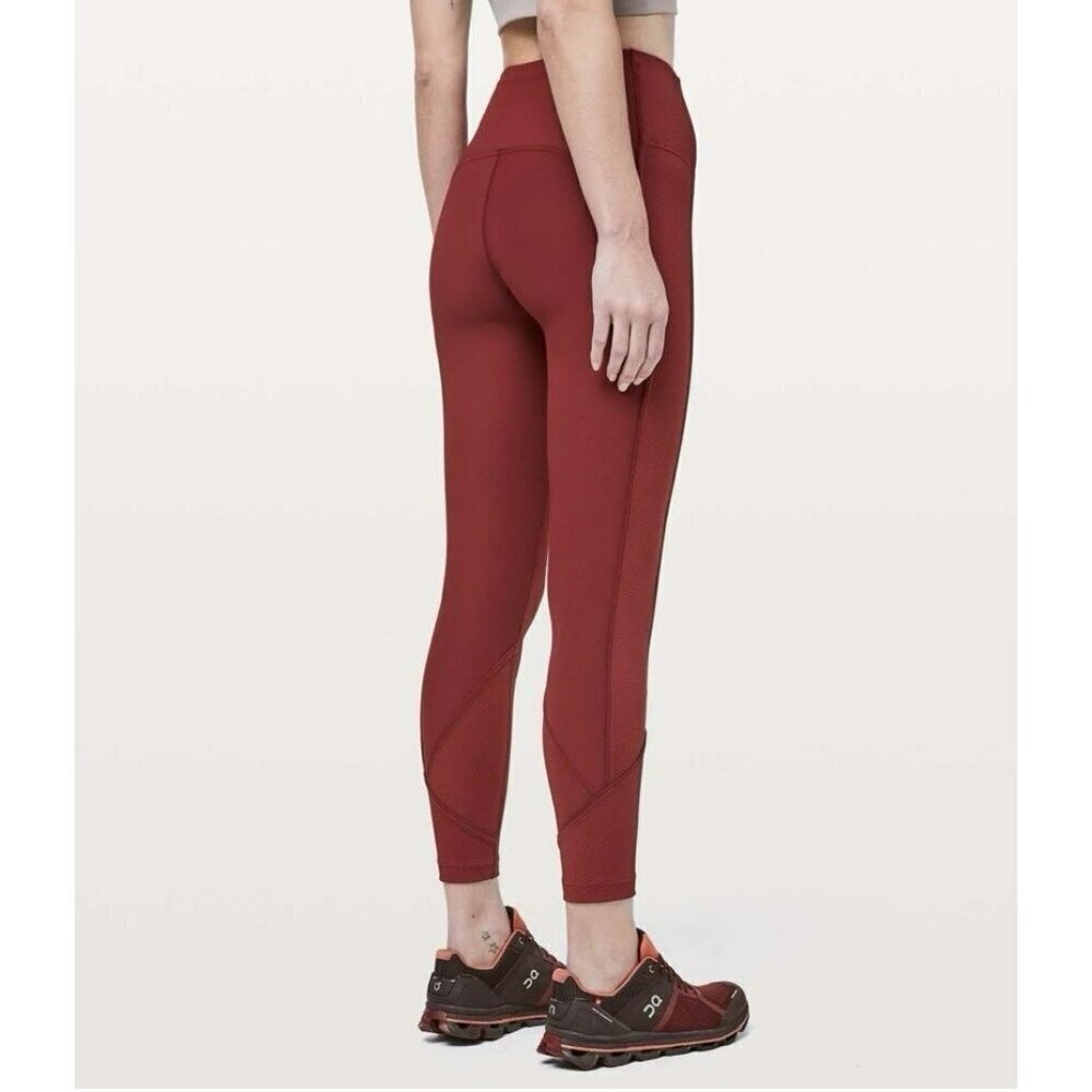 Lululemon Daily Lineup 7/8 Tight *25" Dark Sport Red Sz 6 EUC